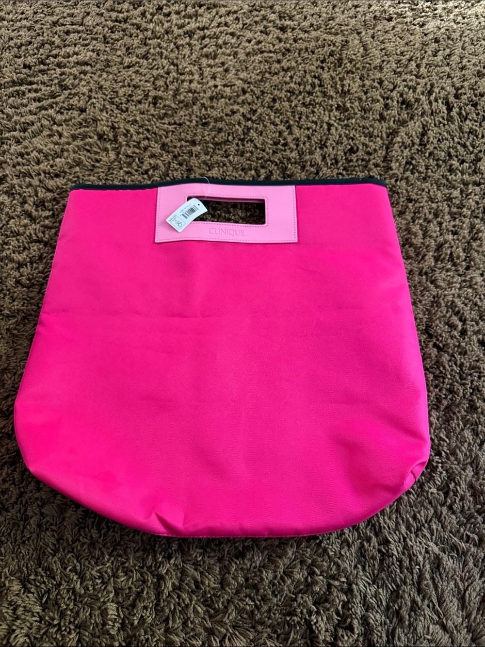 Clinique Hot Pink Tote with Cutout Handle